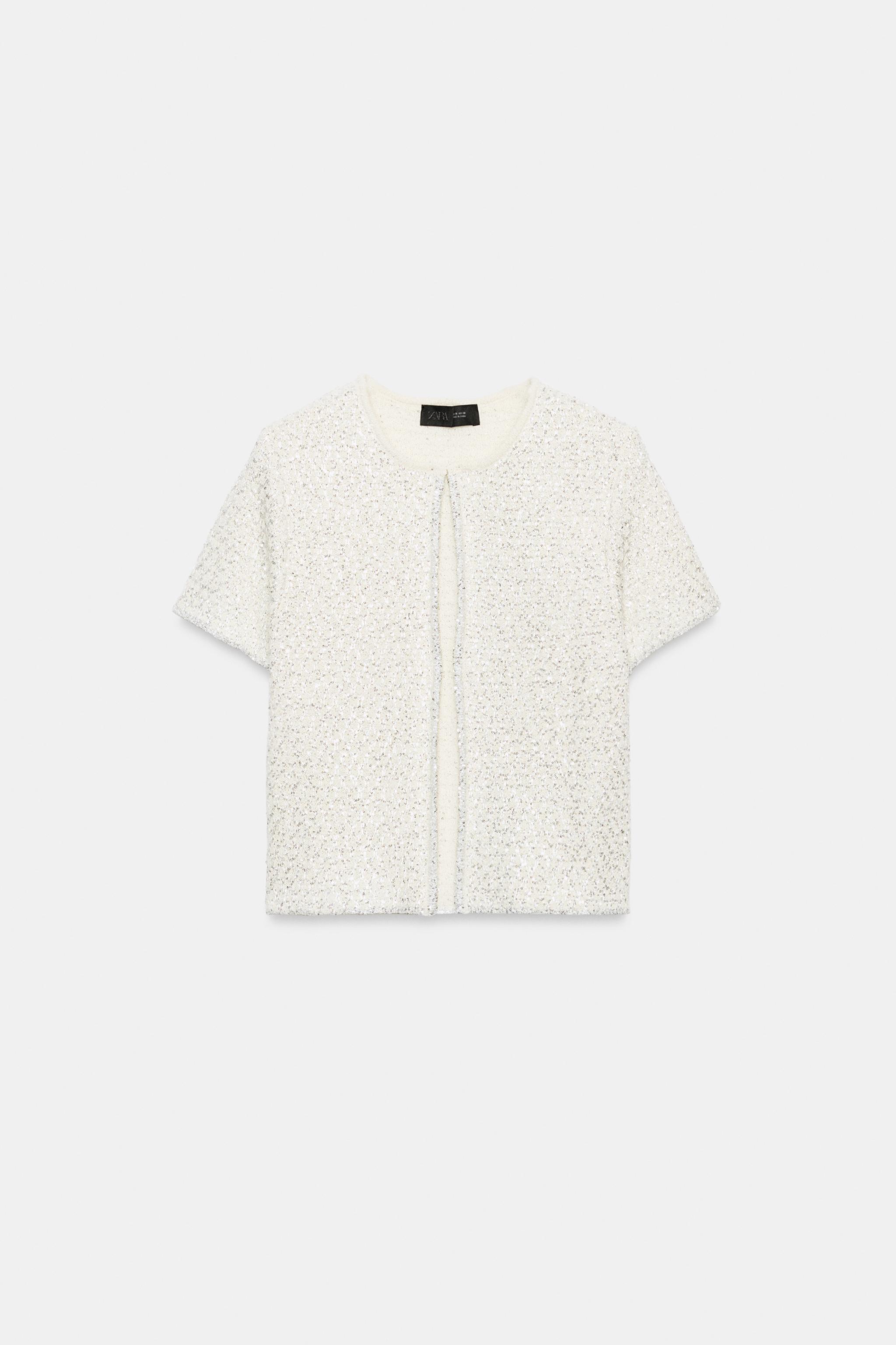 GILET EN MAILLE PAILLETTES ET FIL MÉTALLISÉ